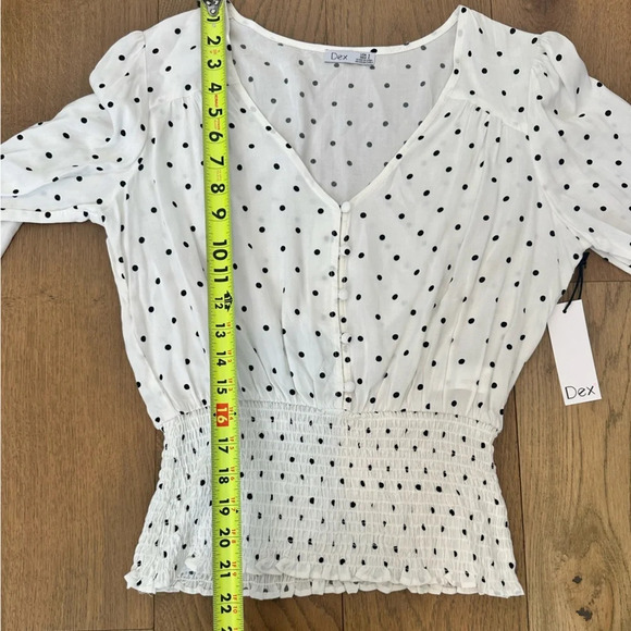 NWT Dex Polka Dot Smocked Blouse‎ Black and White Small - Picture 10 of 10